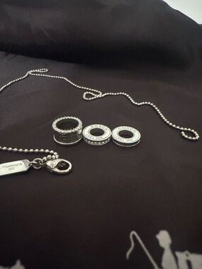 COACH Sterling Silver Grommet Disk Necklace